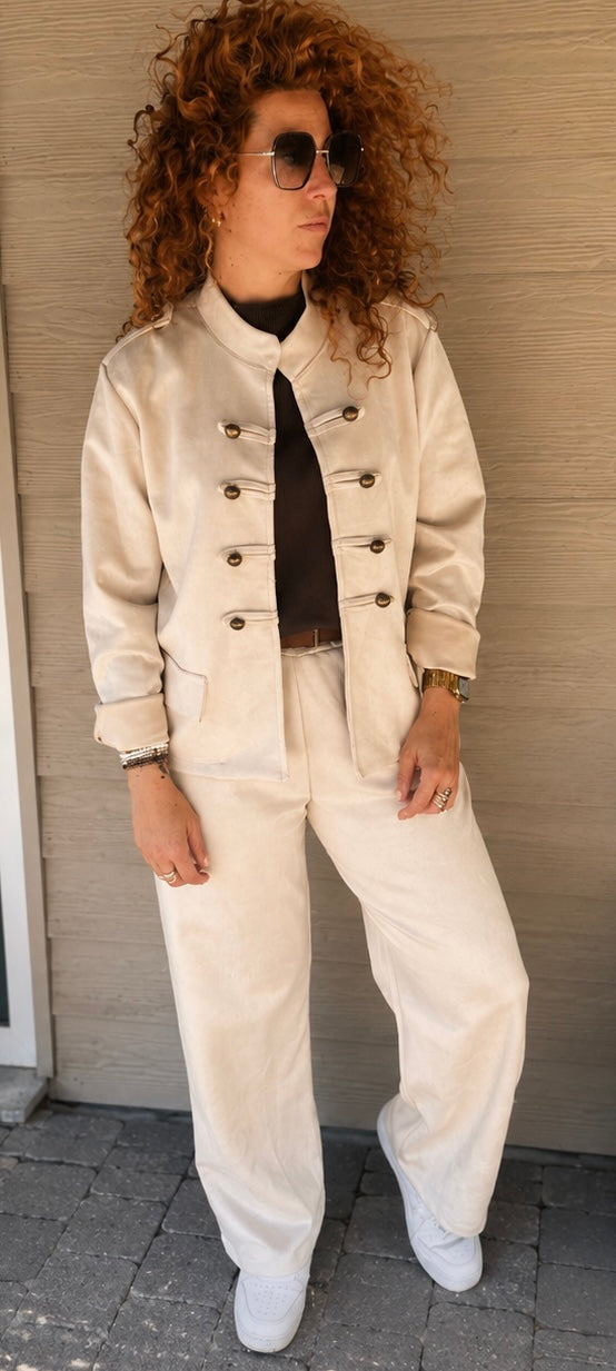 Suede beige broek